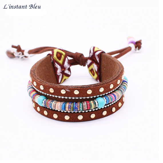 Bracelet Ethnique « Dakṣā » Esprit Bohème en Cuir végan-3.1