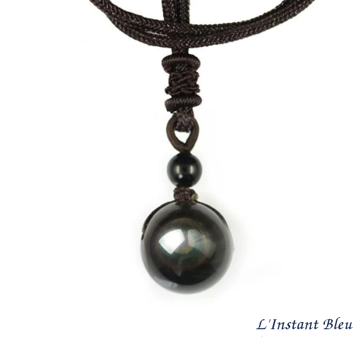 Pendentif Ethnique « Garuḍa » en Obsidienne Arc-en-ciel-8.1