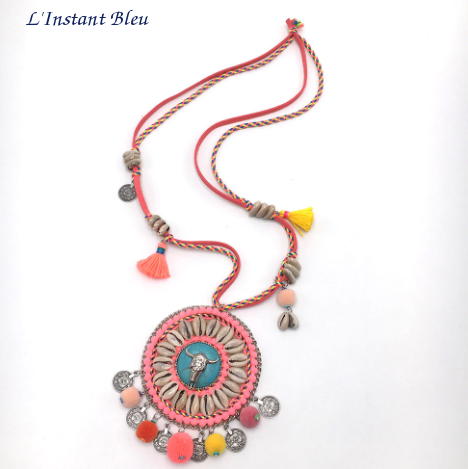 Long collier ethnique «  Rajpal » style Bohème-15.1