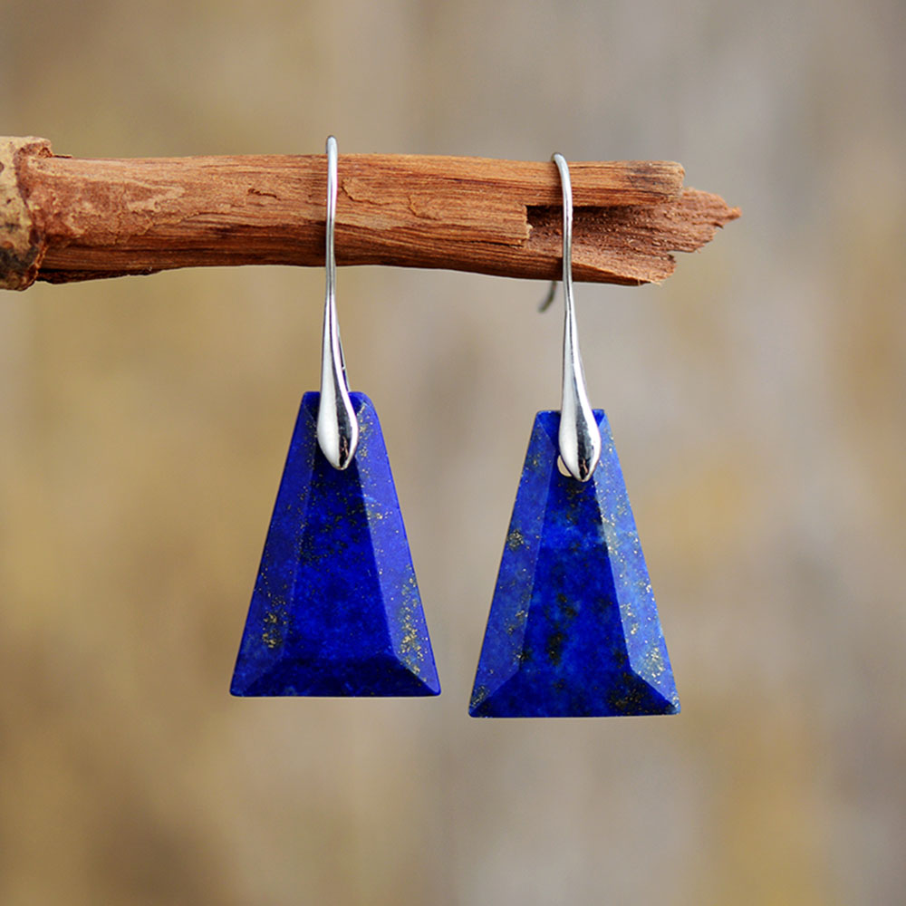 Boucles d’Oreilles Ethniques «Navaraṅgā» blue spirit en Lapis lazuli