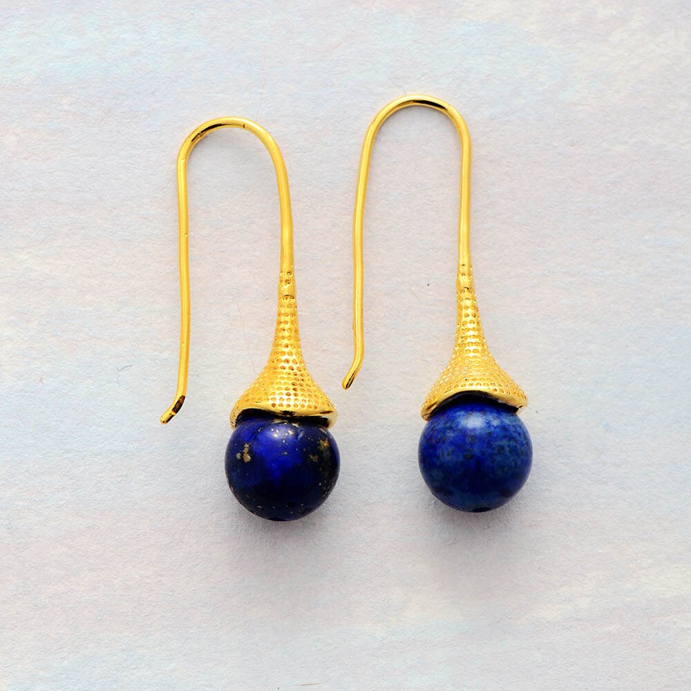 Lapis-Lazuli-boucles-d-oreilles-goutte-pour-les-femmes-ton-or-Unique-mode-pierre-boucle-d