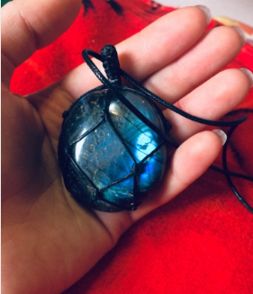 Pendentif macramé avec Labradorite « Śiva » Force et Protection -7