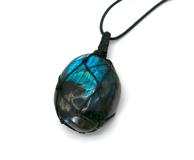 Pendentif macramé avec Labradorite « Śiva » Force et Protection -13