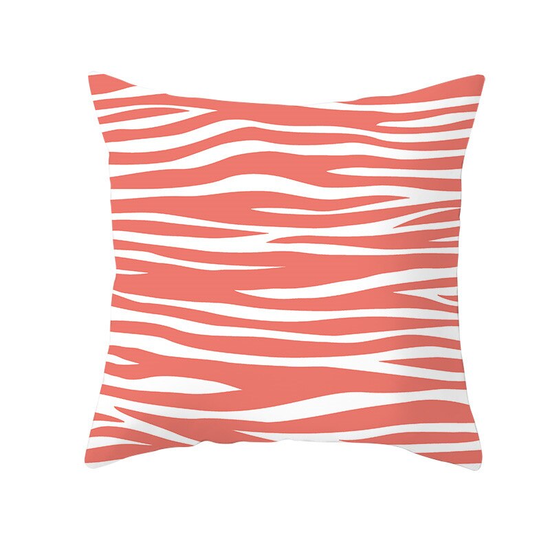 Rose-vivant-corail-Orange-oreiller-Polyester-housse-de-coussin-toile-de-mer-rayure-imprimer-encore-oreiller