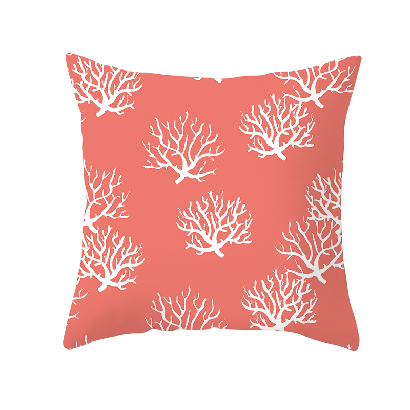 Rose-vivant-corail-Orange-oreiller-Polyester-housse-de-coussin-toile-de-mer-rayure-imprimer-encore-oreiller