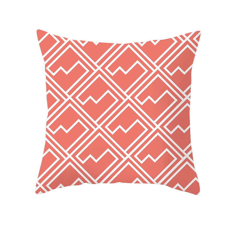 Rose-vivant-corail-Orange-oreiller-Polyester-housse-de-coussin-toile-de-mer-rayure-imprimer-encore-oreiller