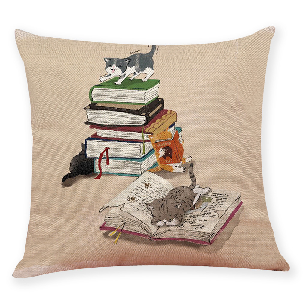 Mignon-chaton-housse-de-coussin-45x45cm-coton-lin-carr-maison-d-corative-dormir-chat-jeter-taie