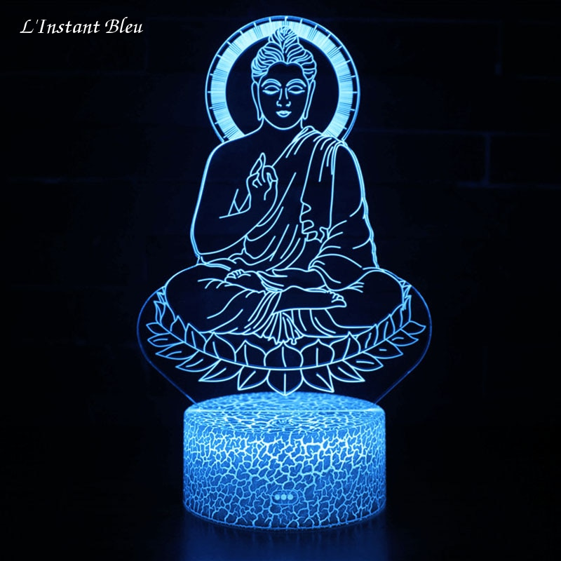 Lampe Led hologramme Bouddha Bleu « Nīlakaṇṭha »