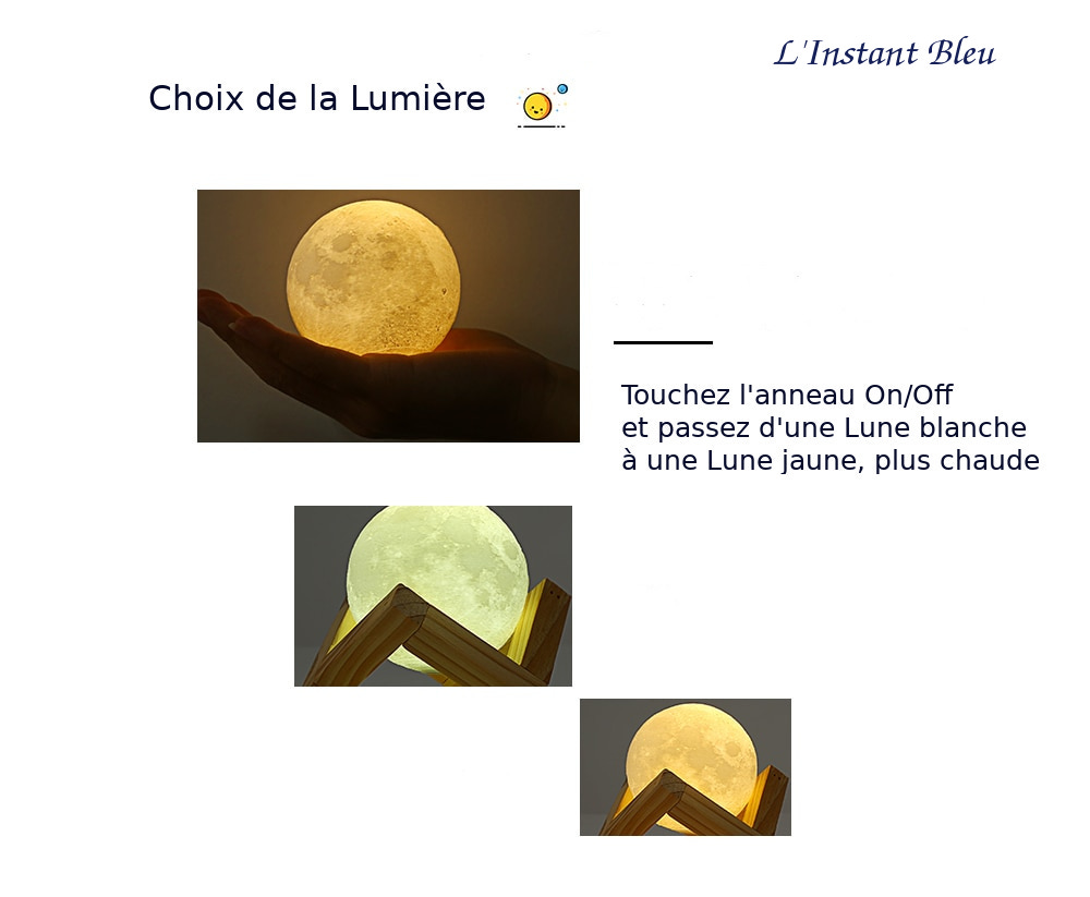Lampe Lune 3D Tactile « Chaṇdravandā » -10