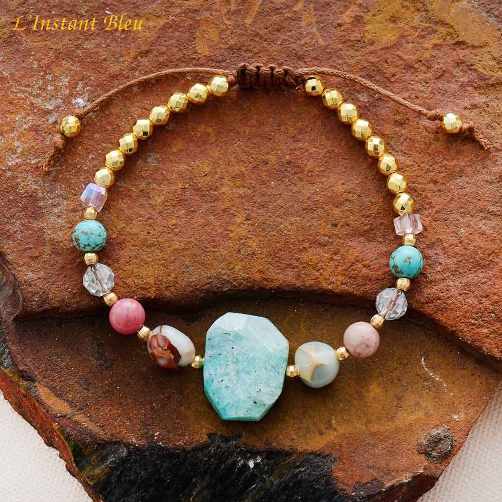 Bracelet bohème «Annā» Esprit lumineux – Amazonite et perles naturelles
