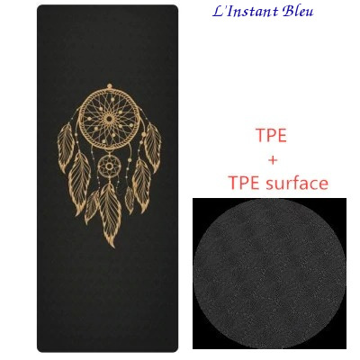 Tapis de Yoga «Gautama» Noir et Or – 183 x 68 cm –  6 mm d’épaisseur-5 attap reves