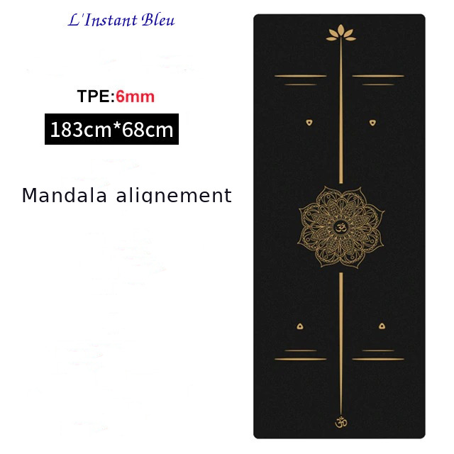 Tapis de Yoga «Gautama» Noir et Or – 183 x 68 cm –  6 mm d’épaisseur-23 mandala