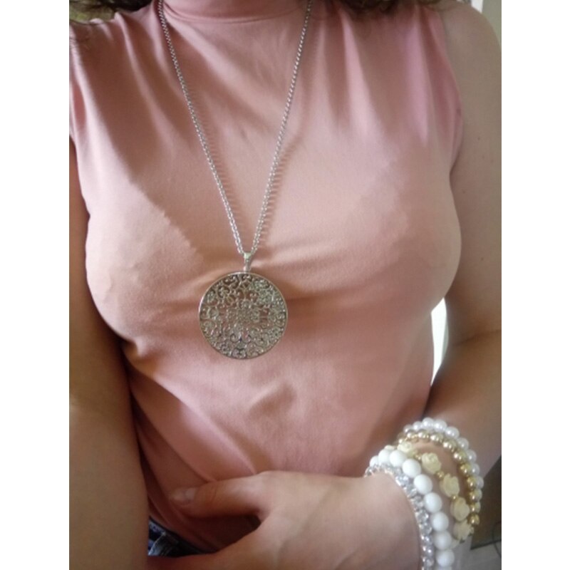 Femmes-colliers-creux-fleur-cristal-m-daillon-or-argent-pendentif-Long-collier-de-mode-bijoux-collier