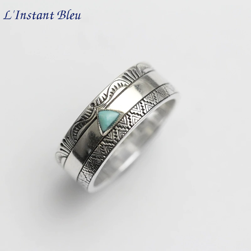 Bague Anneau Indienne « Lhassā » en Argent et Turquoise-1.1