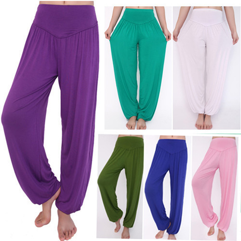 2017-Nouveau-Femmes-De-Yoga-Pantalon-Taille-Haute-Harem-Doux-Modal-Sport-pantalon-L-che-Long