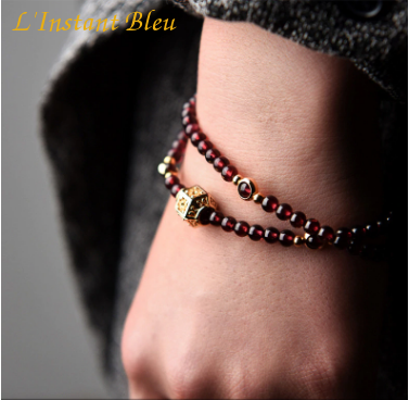 «Sḥabdā» Double Bracelet bohème en Grenat-13.1