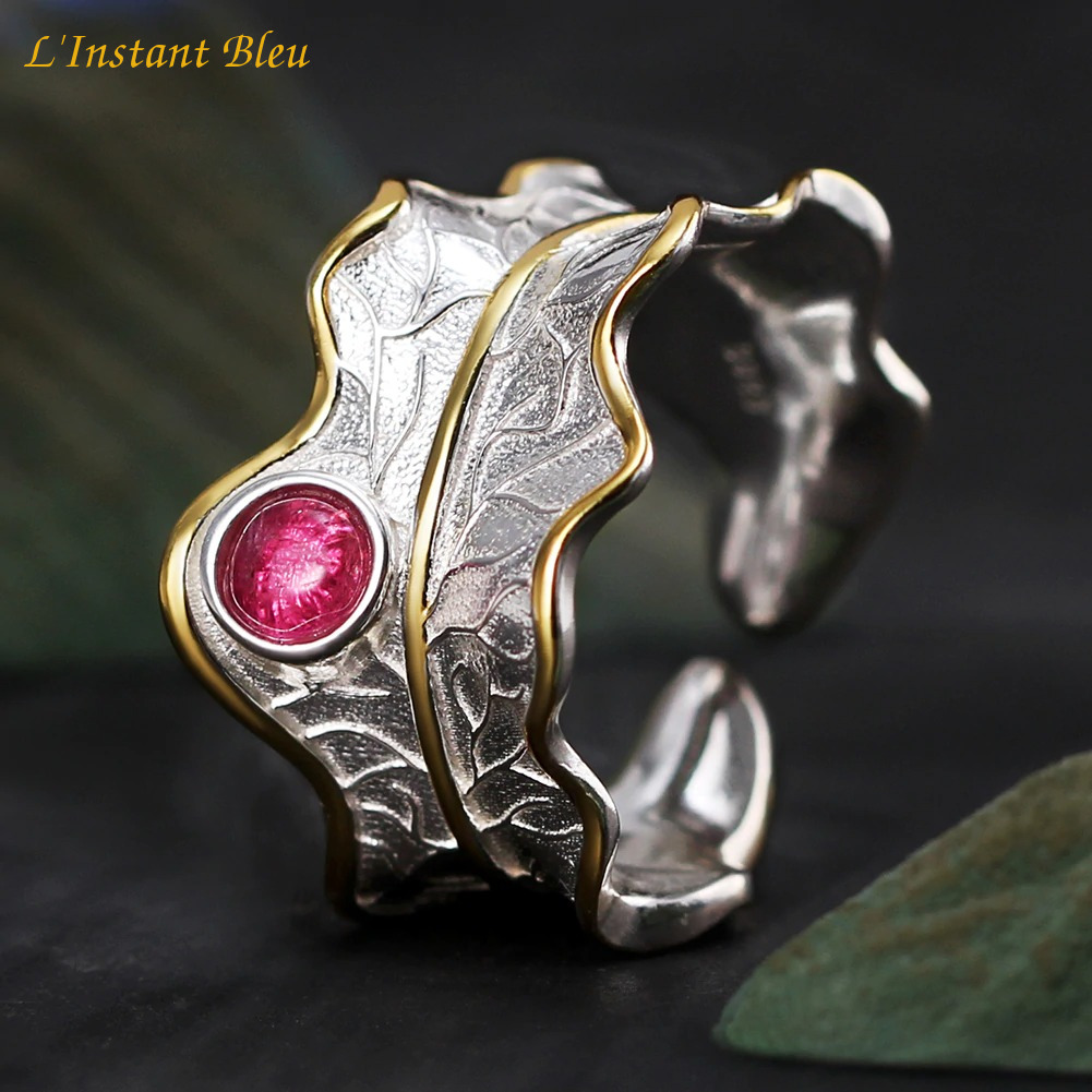 Bague Anneau Bohème «Ṇihār» en Tourmaline et Argent Sterling