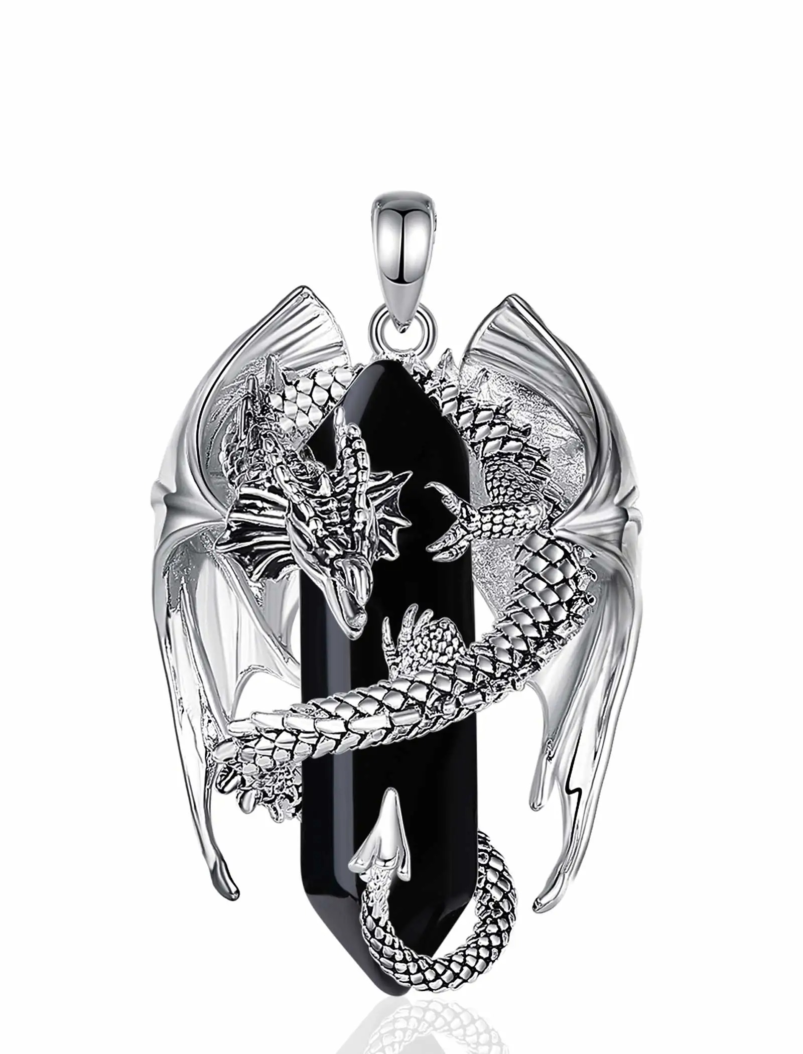Pendentif  « Nāgarāja » Dragon Spirituel, en Obsidienne -1