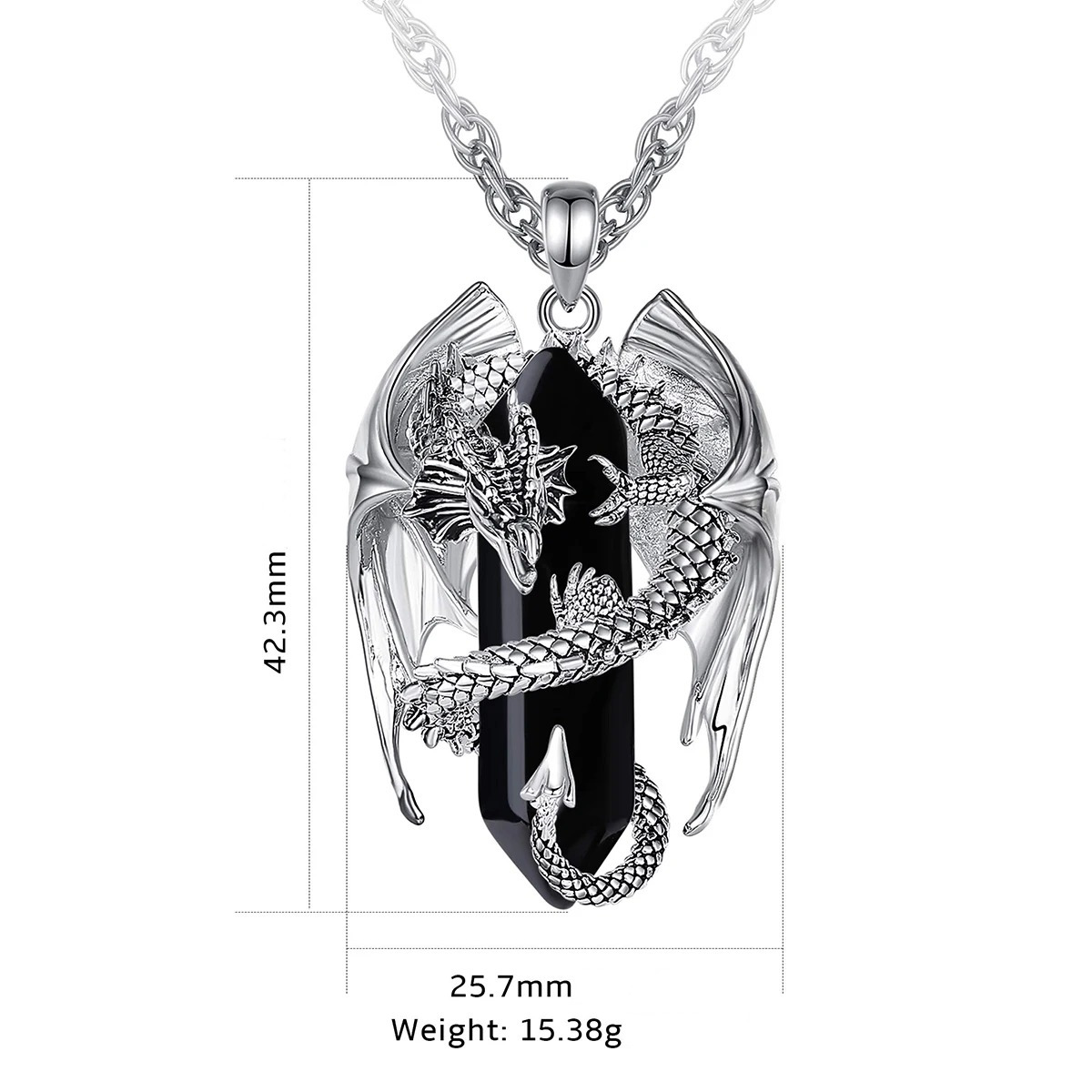 Pendentif  « Nāgarāja » Dragon Spirituel, en Obsidienne -5