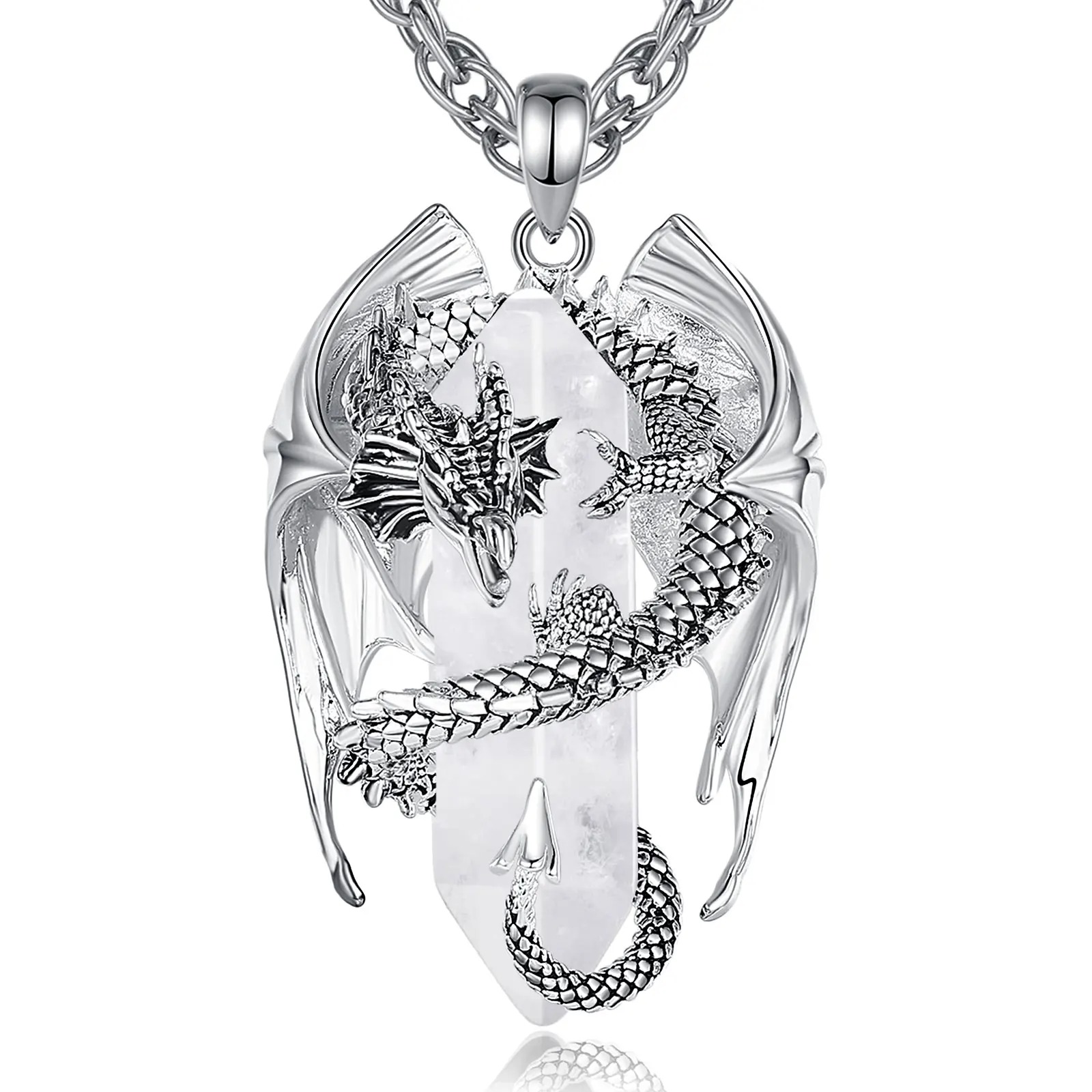 Pendentif  «Vītra » Dragon Védique, en Quartz clair-1