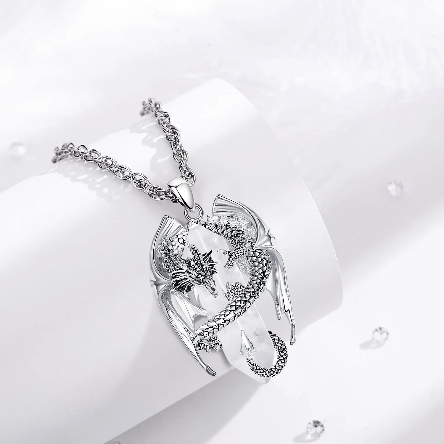 Pendentif  «Vītra » Dragon Védique, en Quartz clair-4