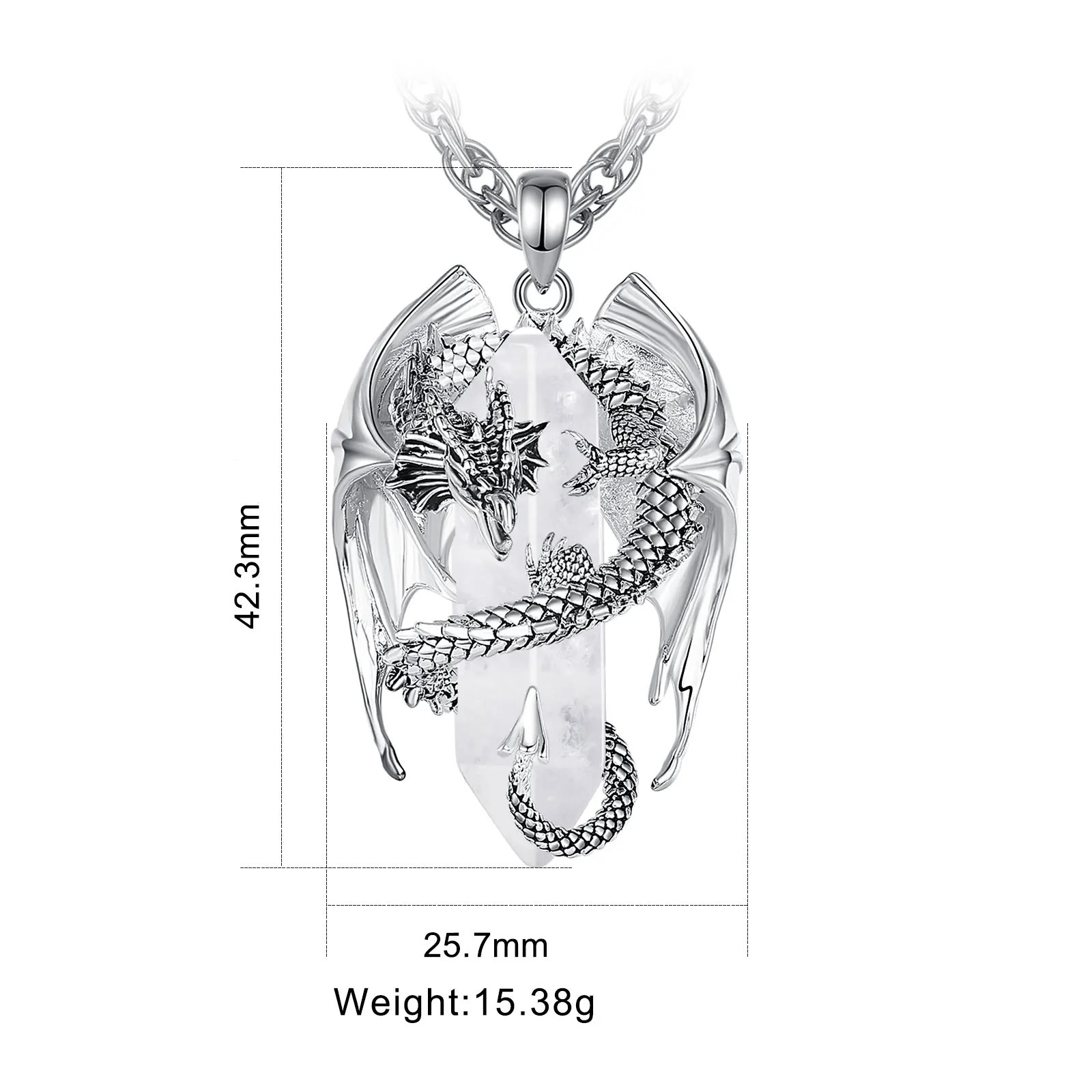 Pendentif  «Vītra » Dragon Védique, en Quartz clair-6