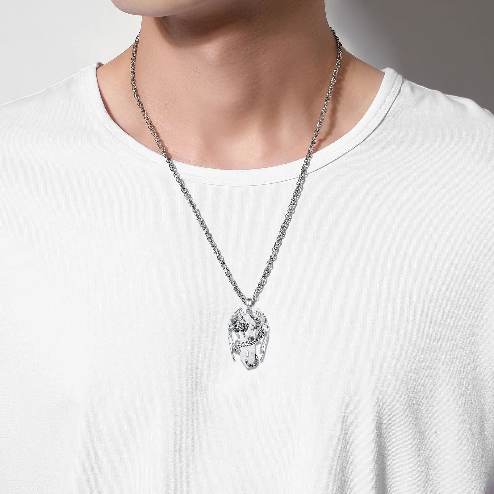 Pendentif  «Vītra » Dragon Védique, en Quartz clair-7