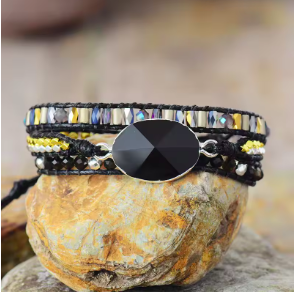 Bracelet bohème « Chapalām » Esprit libre – en Onyx noir-3