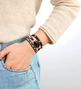 Bracelet bohème « Chapalām » Esprit libre – en Onyx noir-5