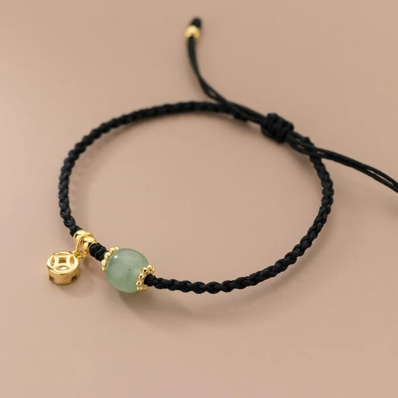 Bracelet Ethnique %22Revatī%22 Perle de Jade Vert-1
