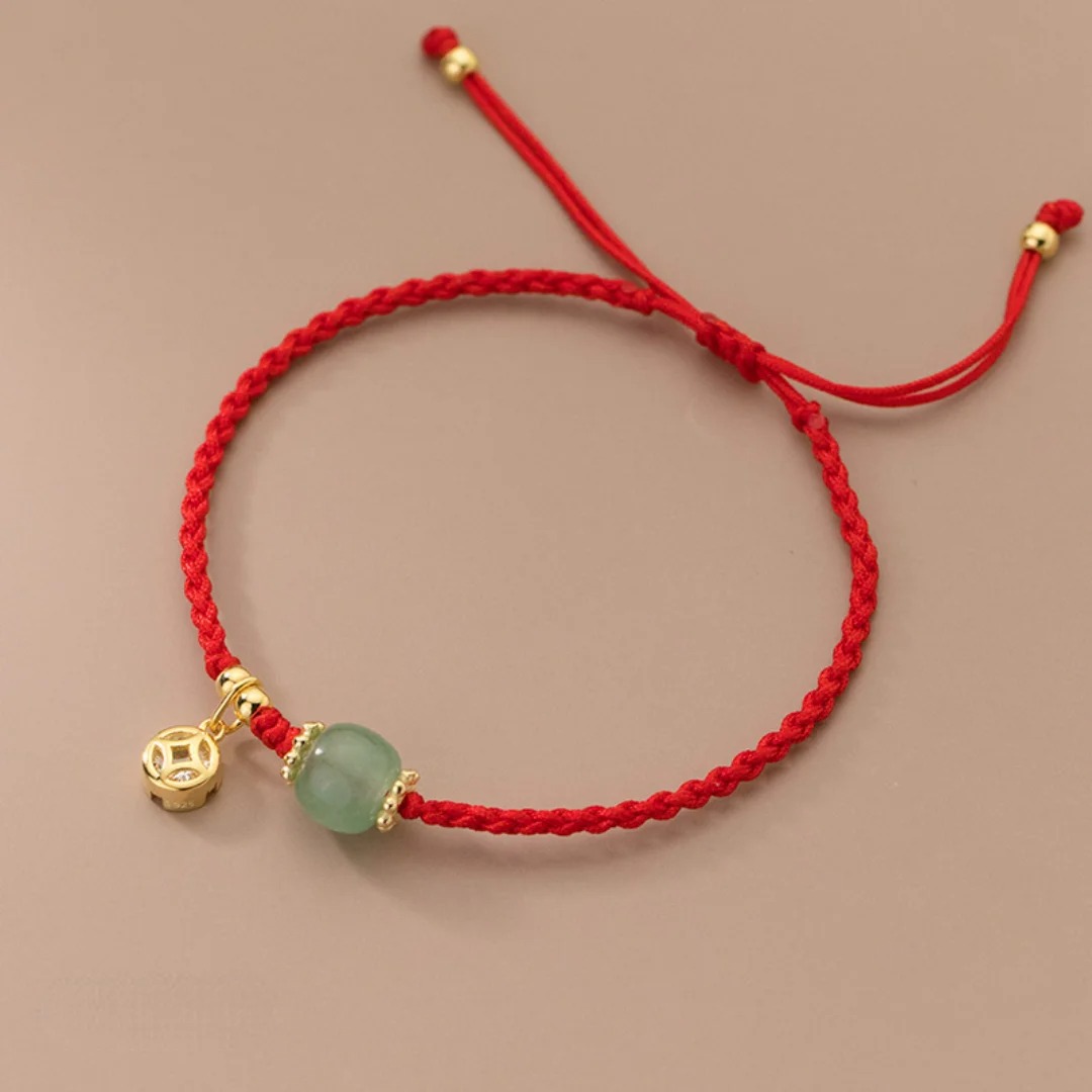 Bracelet Ethnique %22Revatī%22 Perle de Jade Vert-3