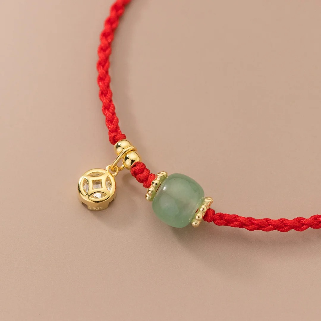 Bracelet Ethnique %22Revatī%22 Perle de Jade Vert-4