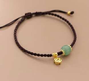 Bracelet Ethnique %22Revatī%22 Perle de Jade Vert-6