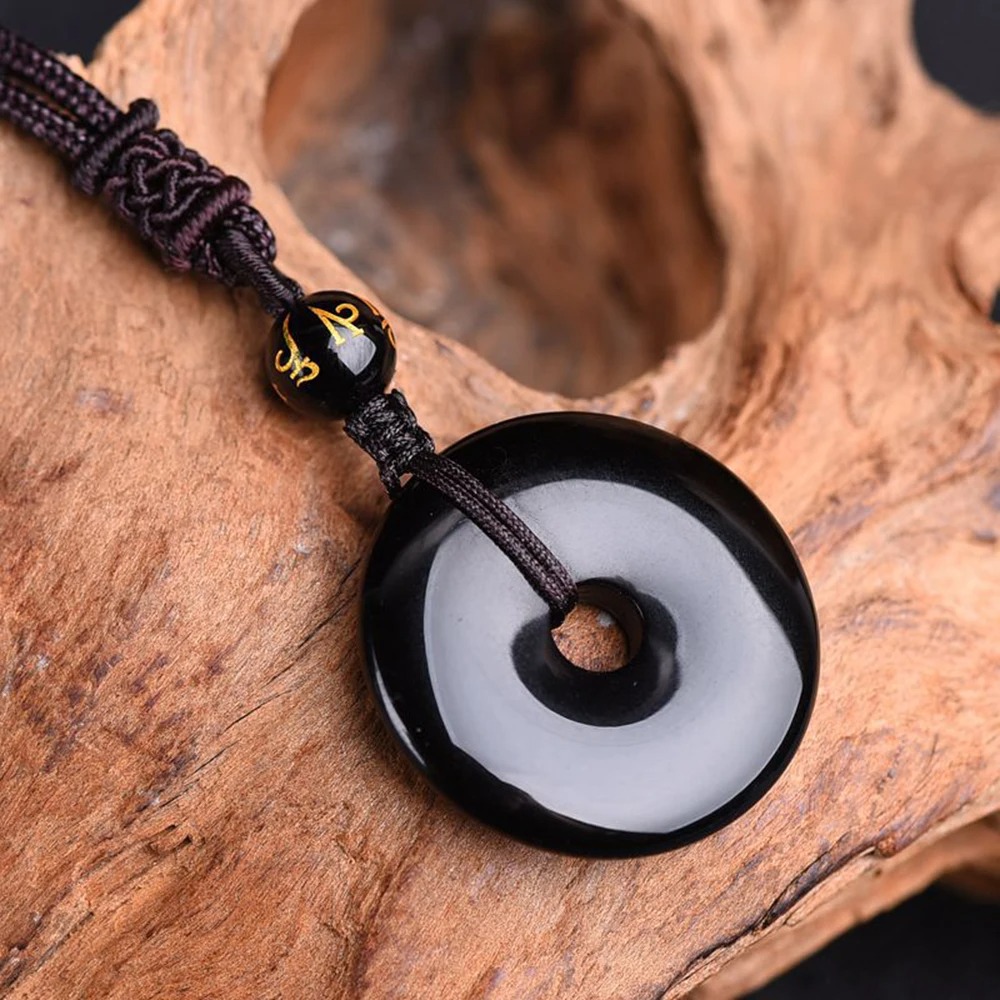 Pendentif Ethnique « Karma » en Obsidienne 4