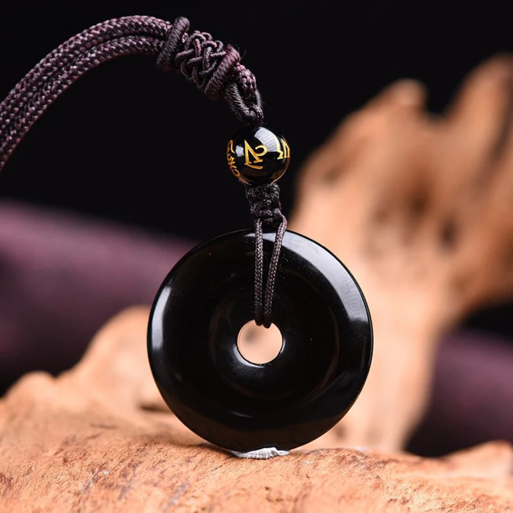 Pendentif Ethnique « Karma » en Obsidienne 7