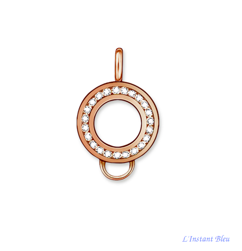 Connecteur « Pleine Lune » en Or rose  et Zircons pour Charm