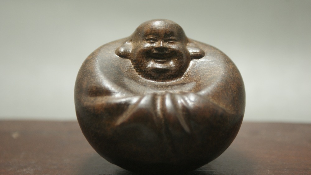 Beaux-Chinois-Parfum-Bois-Sculpt-excellente-vieille-Main-sculpt-Bouddha-Statue
