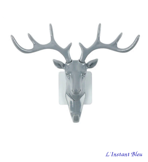 Patère-Porte-Bijoux « Cītal » tête de Cerf- Gris