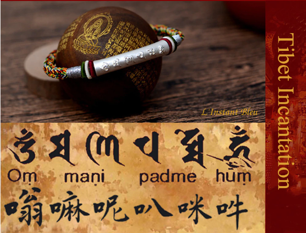 Bracelet« Om Mani Padmé Hûm » Coton et Argent-Incantation Tibet