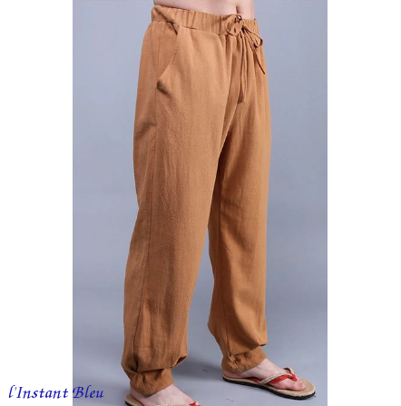 Pantalon de Yoga « Vulcano » en Lin- Camel