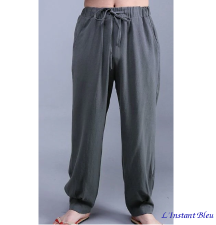 Pantalon de Yoga « Vulcano » en Lin- Gris anthracite