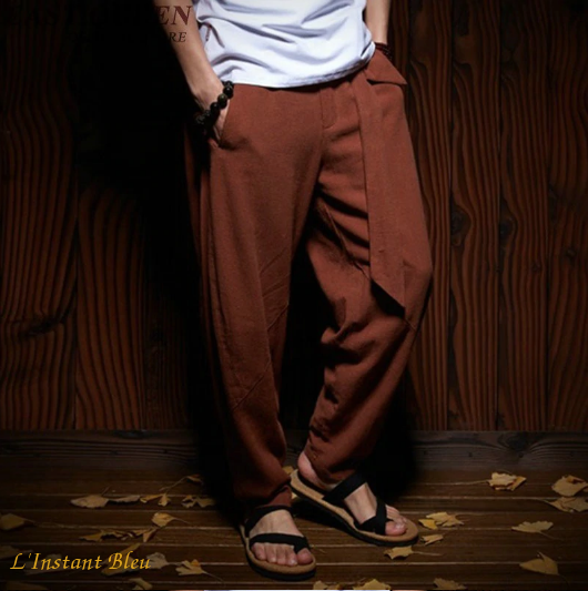 Pantalon de Yoga «  Dharma » Lin et Coton-Rubis 2