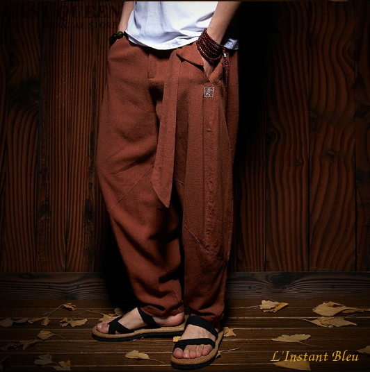 Pantalon de Yoga «  Dharma » Lin et Coton-Rubis 4