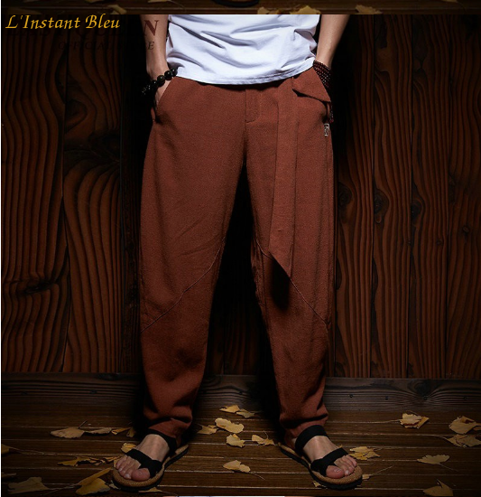 Pantalon de Yoga «  Dharma » Lin et Coton-Rubis 3
