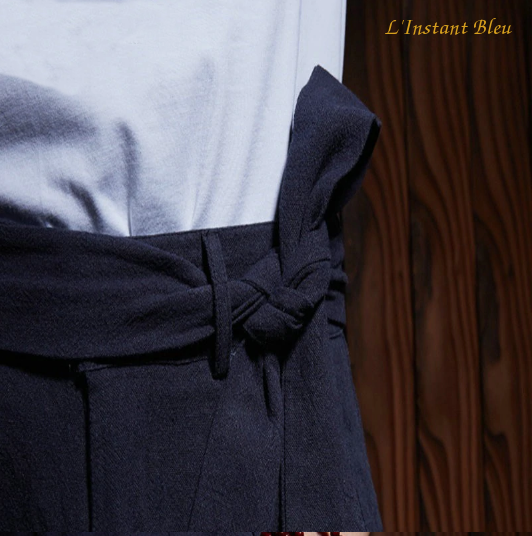 Pantalon de Yoga «  Dharma » Lin et Coton-Rubis- Détail ceinture