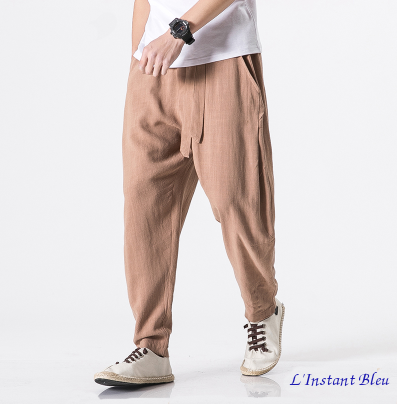 Pantalon de Yoga « Macao » en Coton naturel- Camel 1