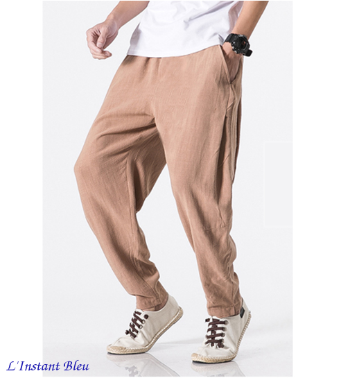 Pantalon de Yoga « Macao » en Coton naturel- Camel 3