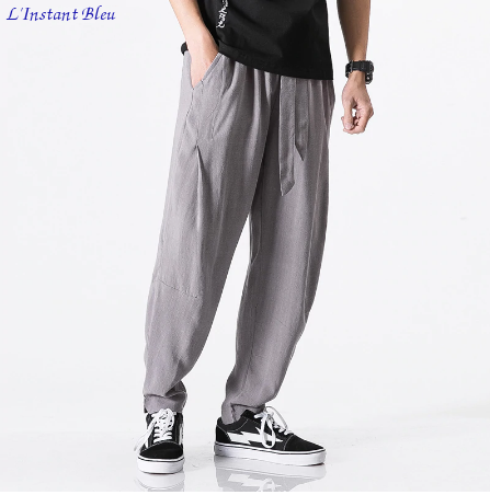Pantalon de Yoga « Macao » en Coton naturel- Gris acier 1