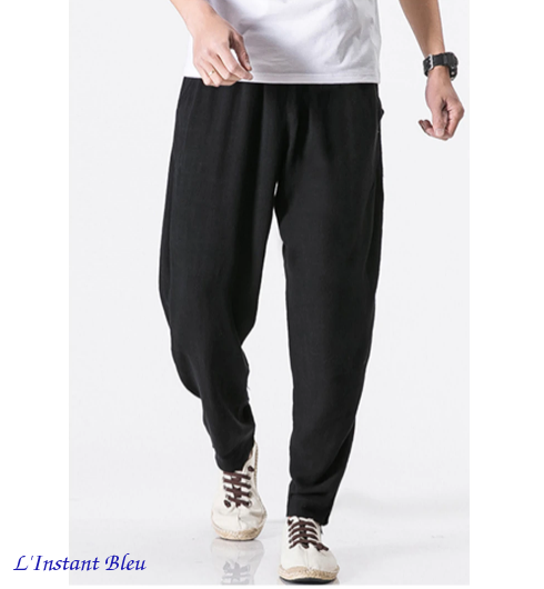 Pantalon de Yoga « Macao » en Coton naturel- Noir 1
