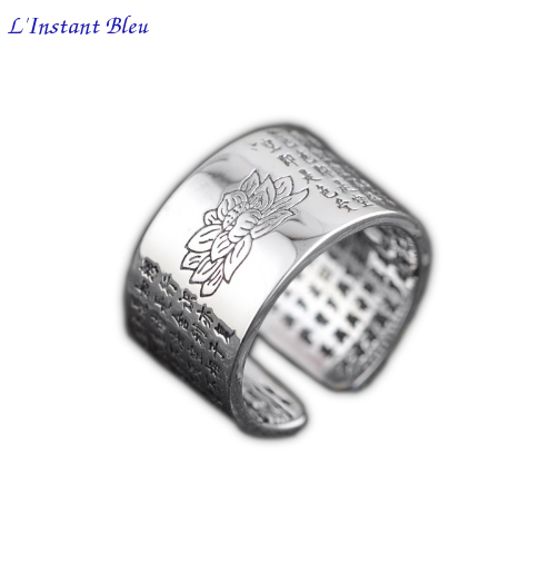 Bague %22Sûtra du Lotus%22 en Argent 999-6